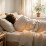 BMR meaning - a person resting in bed while the body burns calories to stay alive