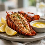 Grilled lobster tail with lemon and melted butter