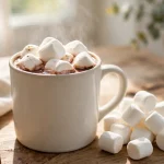 Marshmallows in a mug of hot chocolate